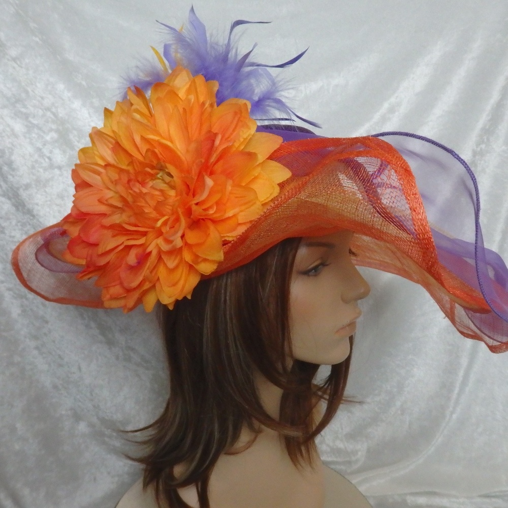 Vivid Purple & Orange Wide-brimmed hat.